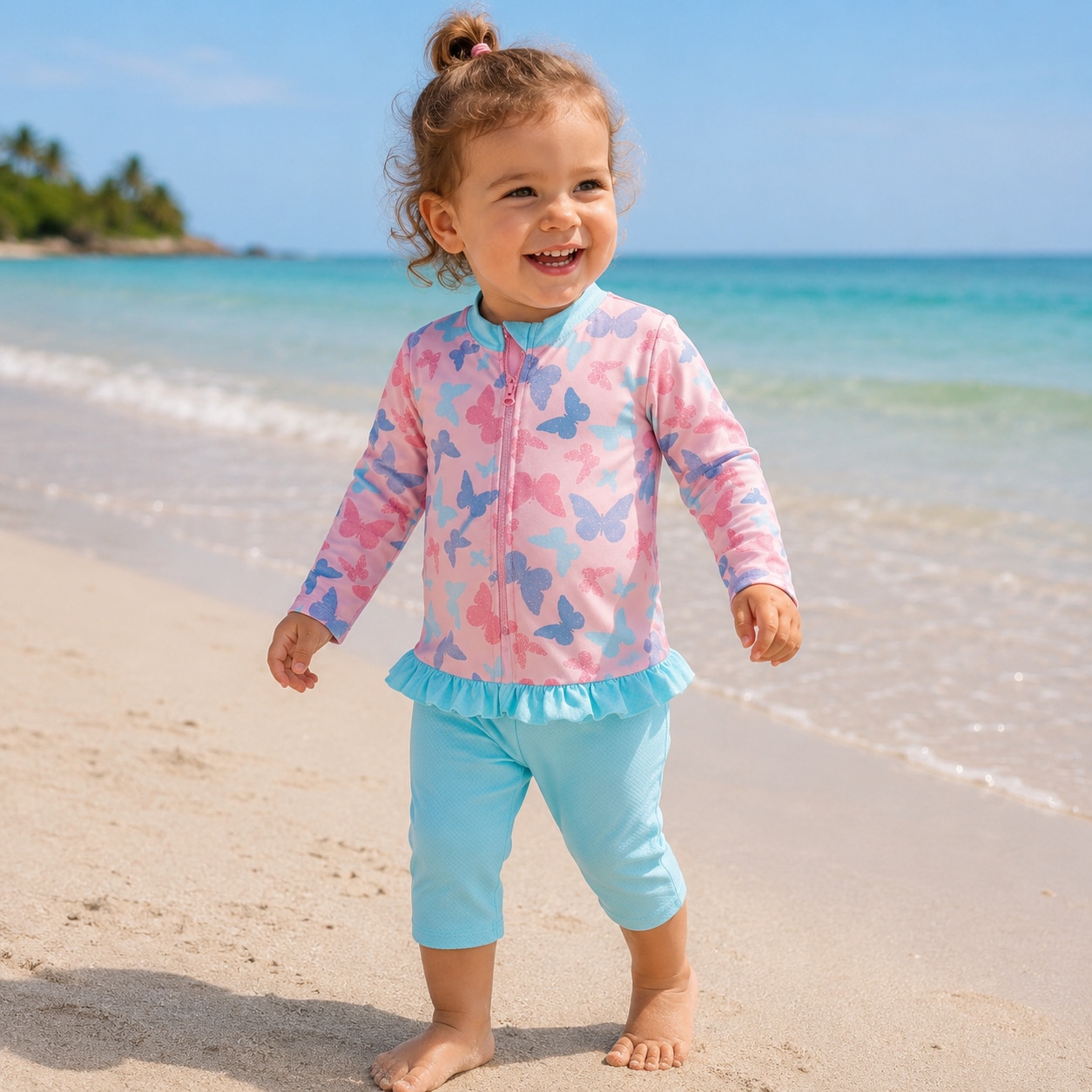 Ujumistrikoo Pikkade Varrukatega - Playshoes Butterfly