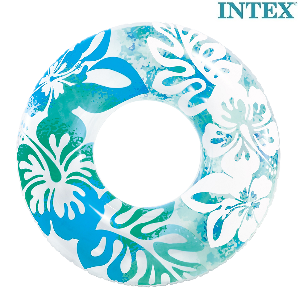 Ujumisrõngas XL Intex Blue Flowers