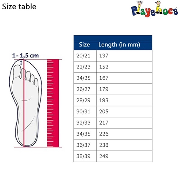 Suuruste juhend Playshoes