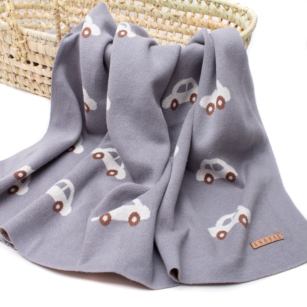 Beebitekk Snufie Baby Blanket Grey Cars