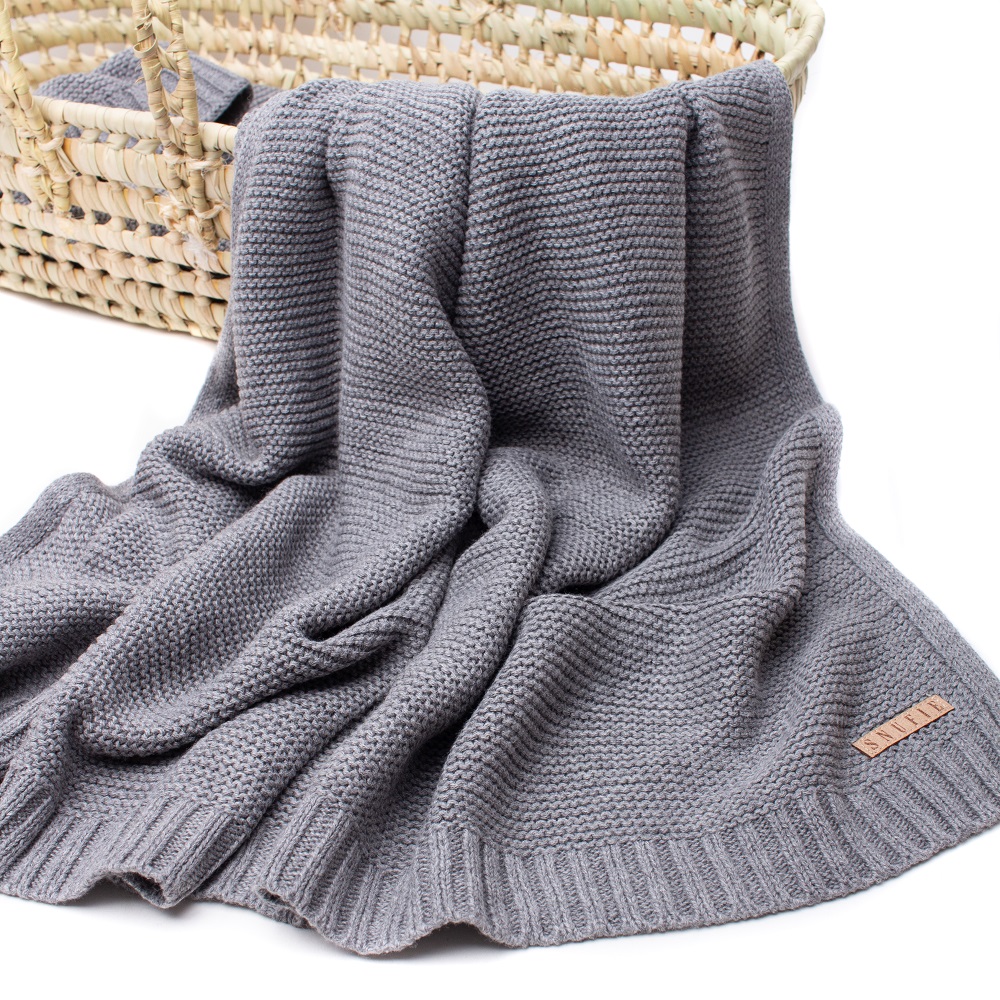 Beebitekk Snufie Knitted Baby Blanket Grey