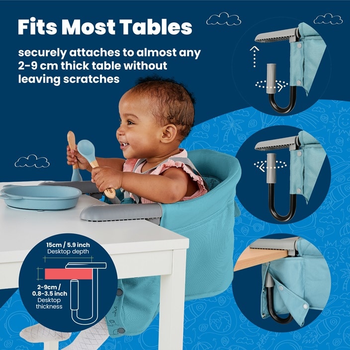 Laste Söögitool - Trunki Clamp & Dine Blue