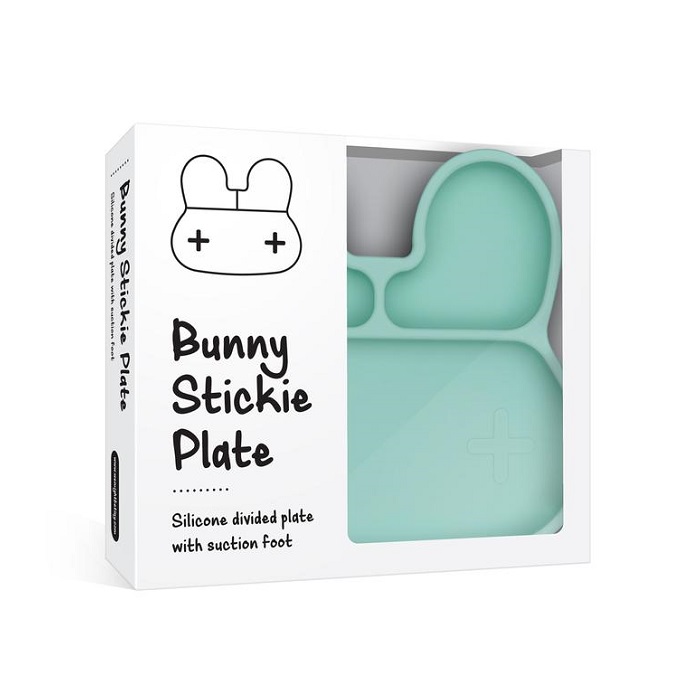 Laste silikonist taldrik We Might Be Tiny Mint Bunny