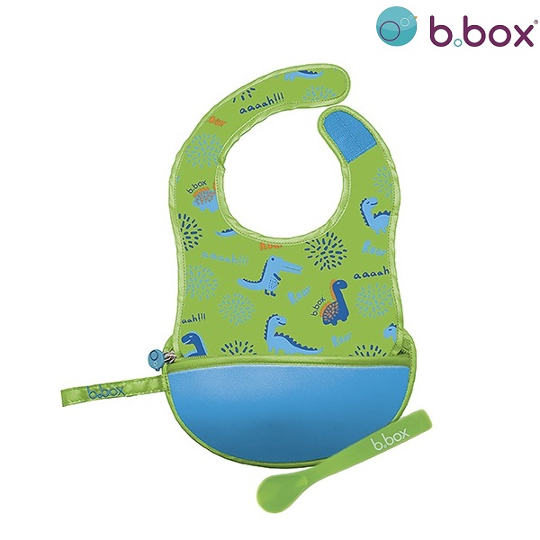 Pudipõll lusikaga B.box Travel Bib Dino