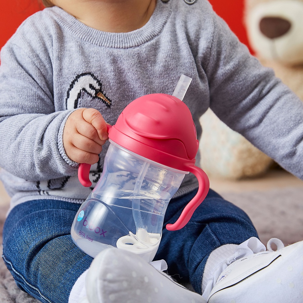 Laste kõrrega joogipudel B.box Sippy Cup Raspberry