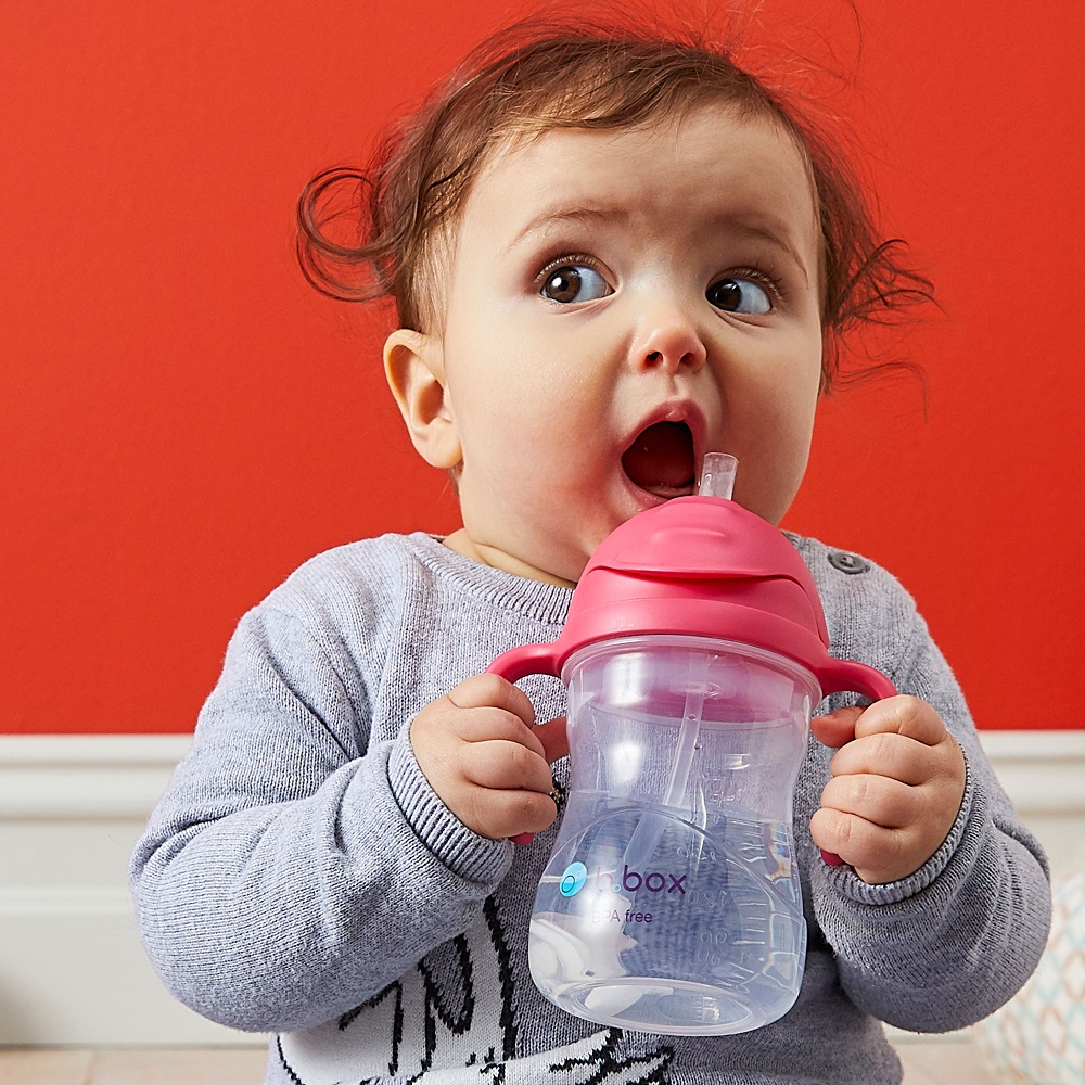 Laste kõrrega joogipudel B.box Sippy Cup Raspberry