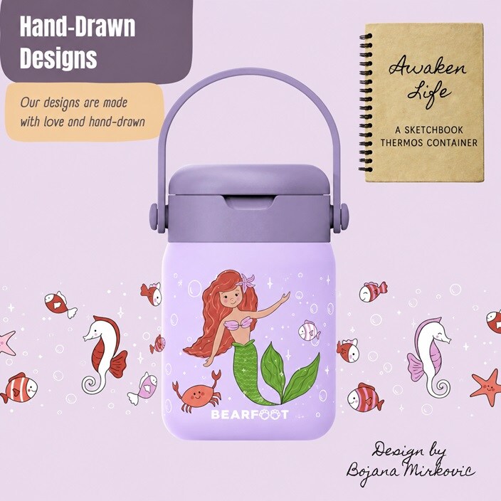 Laste toidutermos Bearfoot Mermaid
