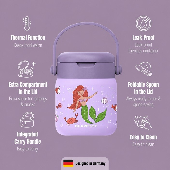 Laste toidutermos Bearfoot Mermaid