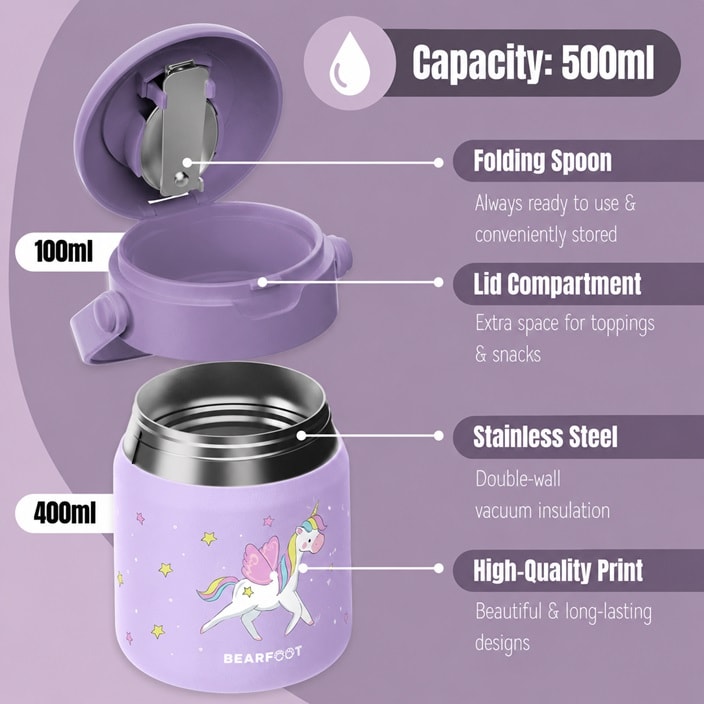 Laste toidutermos Bearfoot Unicorn
