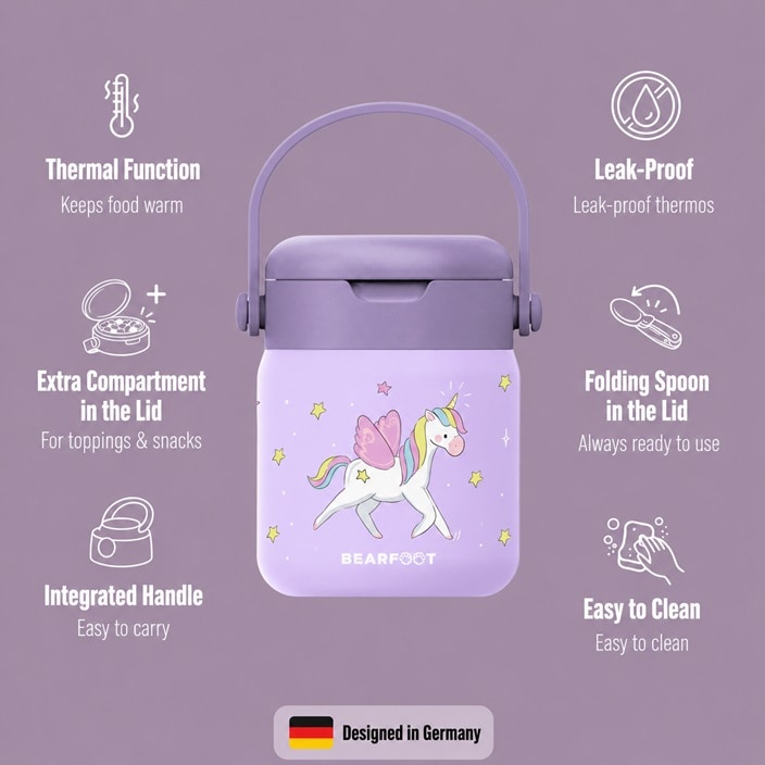 Laste toidutermos Bearfoot Unicorn