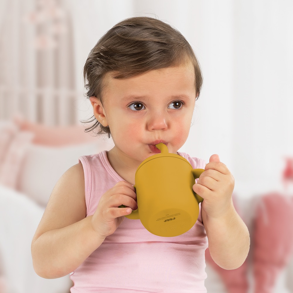 Laste joogitass & snäkitops Reer Yellow