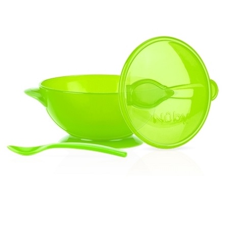 Matskål barn med sked Nuby Suction Bowl grön