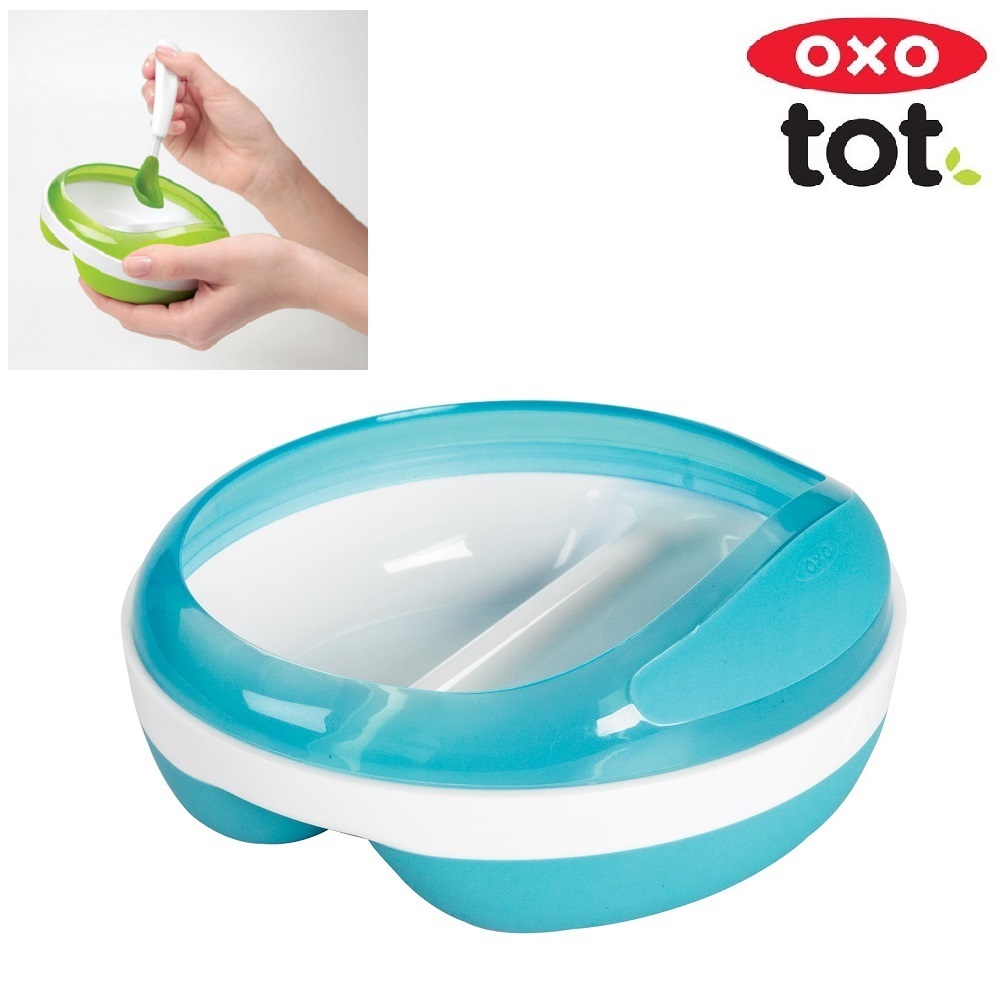 Laste taldrik kaanega OXO Tot Divided Feeding Plate sinine