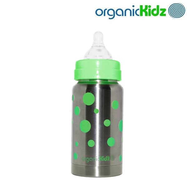 Termos-lutipudel lastele OrganicKidz Green Dots 200 ml