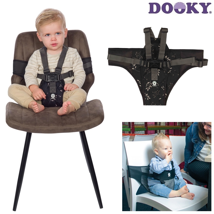 Laste söögitool Dooky Travel High Chair Black Leaves