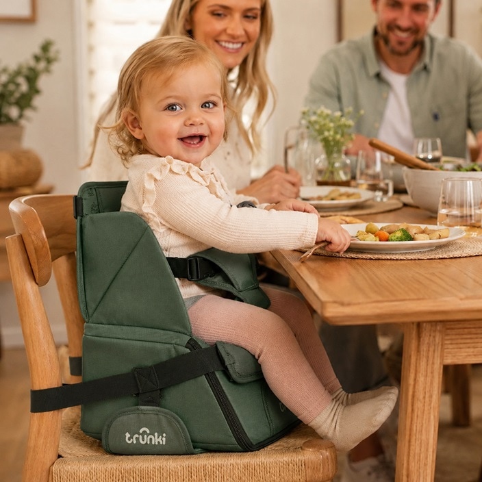Laste kaasaskantav söögitool Trunki Dining Booster Green