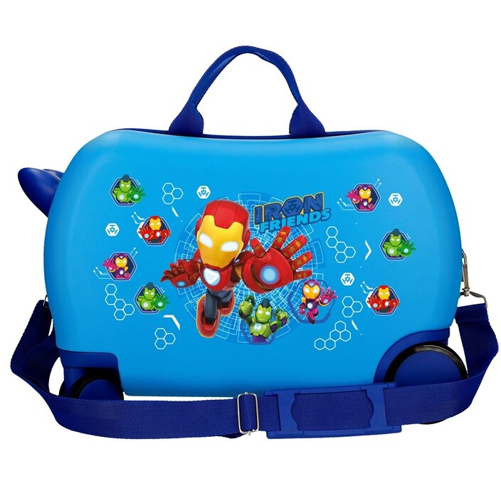 Laste pealeistutav reisikohver Iron Friends Blue