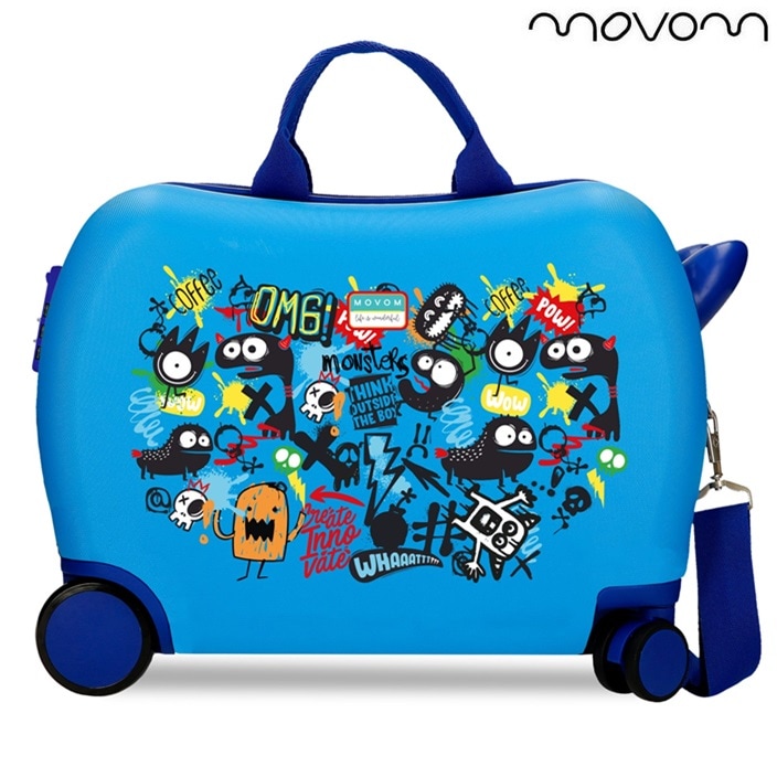 Laste pealeistutav reisikohver Movom Monsters Blue