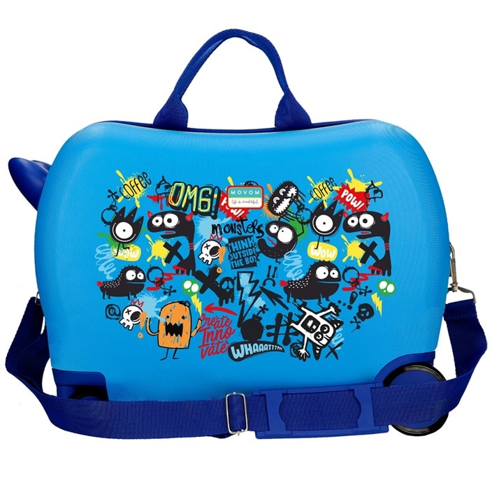 Laste pealeistutav reisikohver Movom Monsters Blue