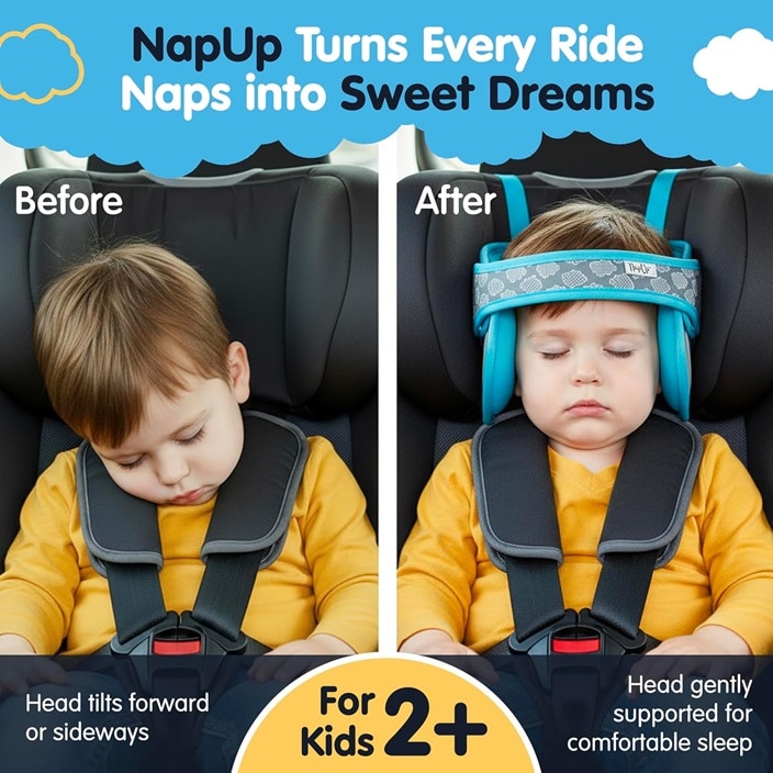 Laste peatugi autosse NapUp Sinine