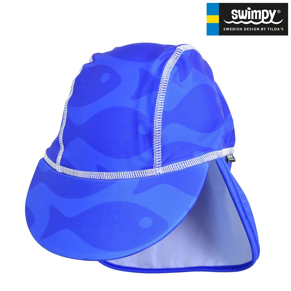 Laste UV-kaitsega päikesemüts Swimpy Solid Fish Blue