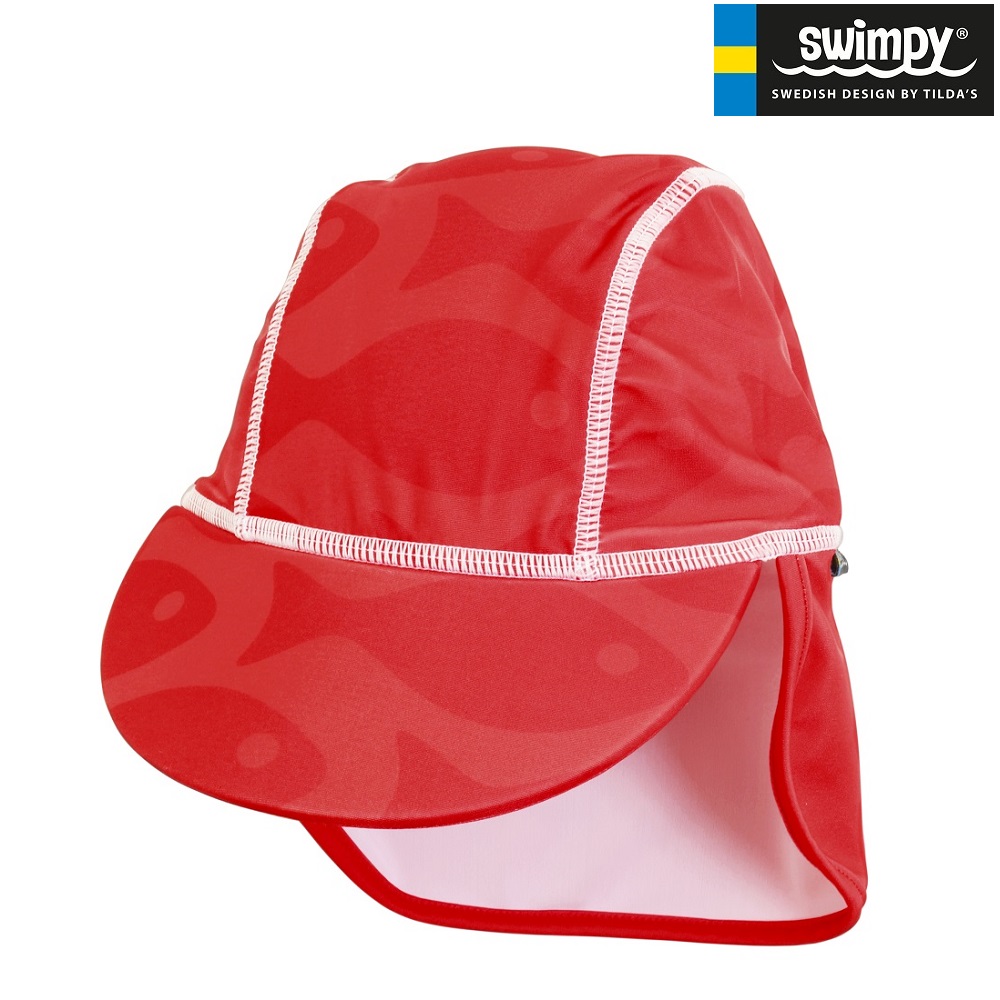 Laste UV-kaitsega päikesemüts Swimpy Solid Fish Red