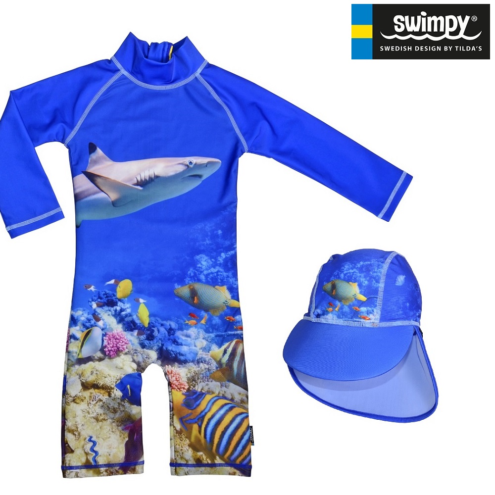 Laste ujumistrikoo ja päikesemüts Swimpy Coral Reef